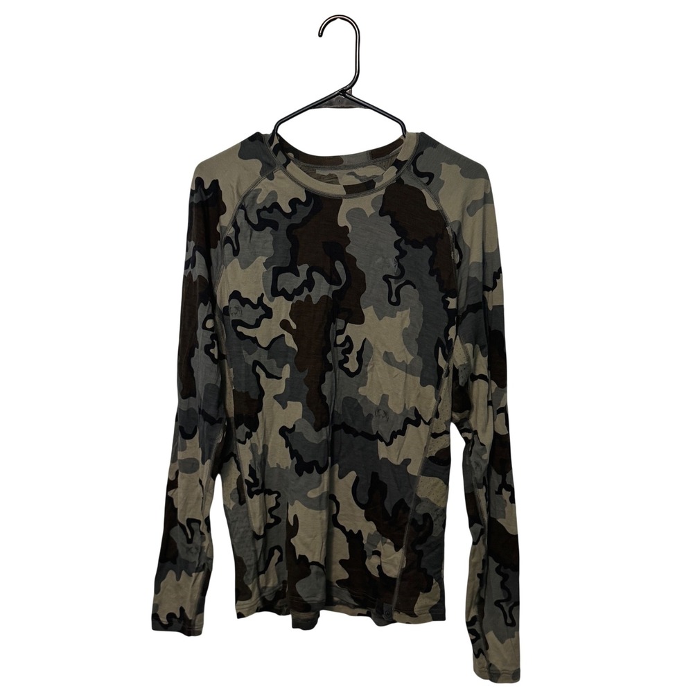 KUIU Nuyarn Merino 125 Crew Shirt Mens Medium Brown Camo Long Sleeve Base Layer